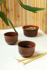 Cozy and tasty hot drink concept - asian tea