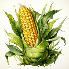 watercolor Corn Teaclipart, Generative Ai - obrazy, fototapety, plakaty