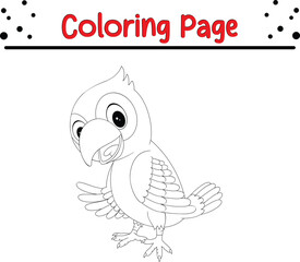 Fototapeta premium happy bird coloring page vector illustration. animal Coloring book for kids.