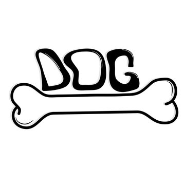 Dog bone with an inscription . Flat bone design for a puppy.