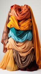 Stack of Folded Colorful Clothes Isolated