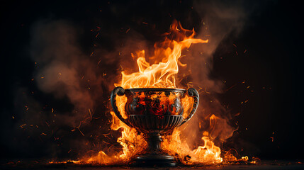 Trophy Engulfed in Flames - obrazy, fototapety, plakaty