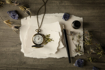 Magic, occult, esoteric, divination and wicca concept, top view