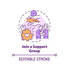 2D editable thin line icon join a support group concept, isolated vector, multicolor illustration representing codependent relationship.