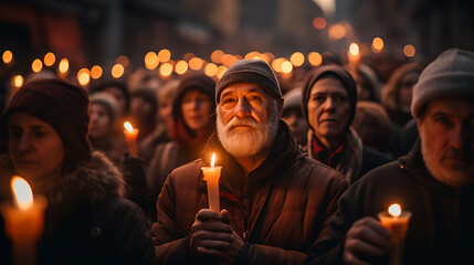 People holding candles during a vigil
