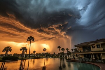 Powerful storm approaching Florida. Generative AI - obrazy, fototapety, plakaty