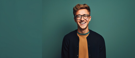 portrait of a man with glasses - obrazy, fototapety, plakaty