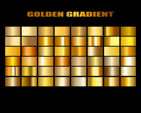 Set of gold gradients. Golden squares collection. illustration