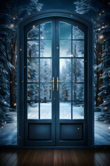 Frost pattern on frozen winter window as a symbol of Christmas wonder.