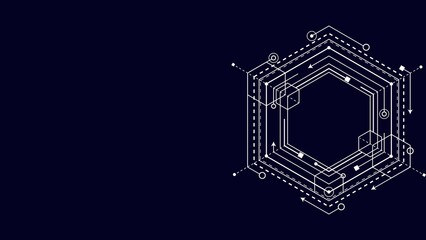 Dark Blue Elegant Lines Future Technology Background 