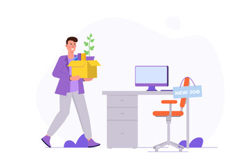 Start new job, new career opportunity concept. Vector illustrations for banner, website, landing page, flyer.