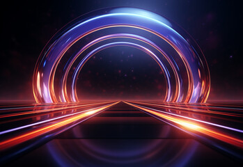 Fototapeta premium Neon illuminated futuristic backdrop realistic image, ultra hd, high design very detailed