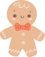 Cute Gingerbread Man Cartoon Christmas Character Graphic