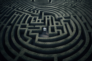Man in the middle of a mysterious maze
