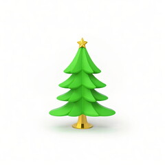 Fototapeta premium 3d decorated Christmas tree icon isolated on white background. 3d rendering illustration
