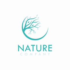 Nature Tree Branch Minimalist Symbol Logo Vector design template