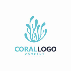 Coral and seaweed logo design concept, Neuron creative symbol logo template