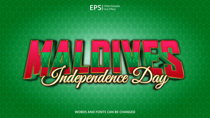 maldives editable text effect with maldives flag pattern suitable for poster design about holiday, Feast day or maldives independence day moment