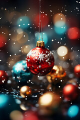 Obraz na płótnie Canvas Close up of balls Decorative Christmas decorations with blurred background