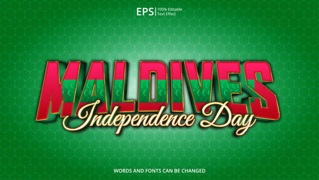 maldives editable text effect with maldives flag pattern suitable for poster design about holiday, Feast day or maldives independence day moment