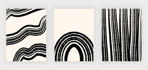 Wall art prints with black hand drawing lines
