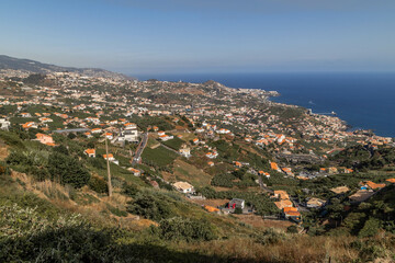 Fototapeta na wymiar Panoramic view of the sea and different towns on the island of Madeira.
