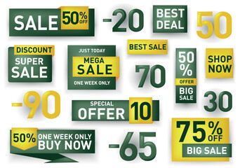 Black Friday set of numbers percent. The bright design of the illustration emphasizes the number of bonuses and discounts during Black Friday. Vector illustration.
