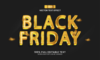 Vector illustration editable text effect, black friday 3d text