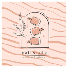 Nail studio logo. Nail polish. Minimalistic vector illustration for beauty salon