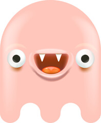 vector cute pink ghost isolated on white