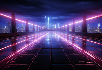 Obraz premium Neon illuminated futuristic backdrop realistic image, ultra hd, high design very detailed