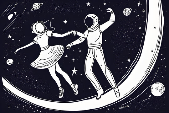 a couple dancing in space. Generative AI
