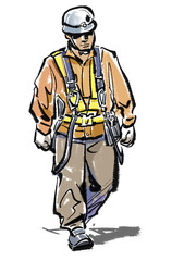 歩く作業員-カラー