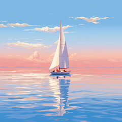 Naklejka premium sailboat on the sea