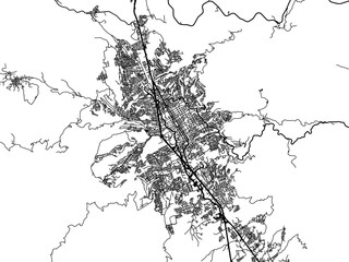 Vector road map of the city of  Chilpancingo in Mexico with black roads on a white background.