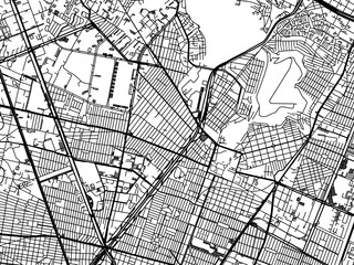Vector road map of the city of  Colonia Lindavista in Mexico with black roads on a white background.
