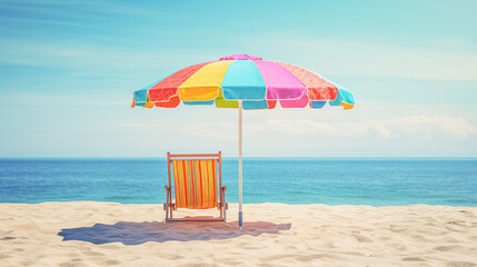 beach chairs and umbrella on the beach