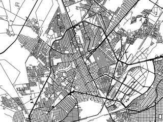 Vector road map of the city of  Gomez Palacio in Mexico with black roads on a white background.
