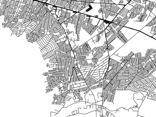 Fototapeta na wymiar Vector road map of the city of Jardines de la Silla (Jardines) in Mexico with black roads on a white background.
