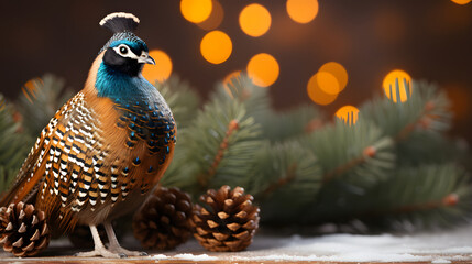 Obraz premium Close up of bird, peacock Decorative decorations bokeh background