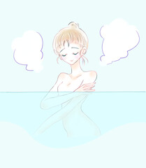 お風呂に入る女性