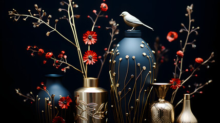 Close up of bird Decorative decorations illustration background
