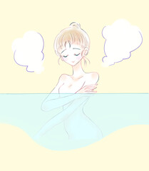 お風呂に入る女性