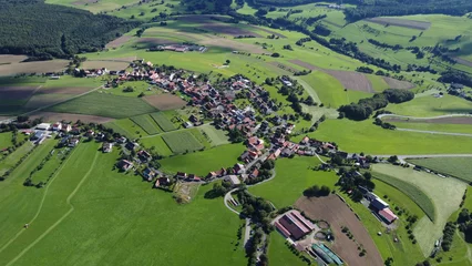 Papier Peint photo Destinations Drone footage of a german Village in the nature. 