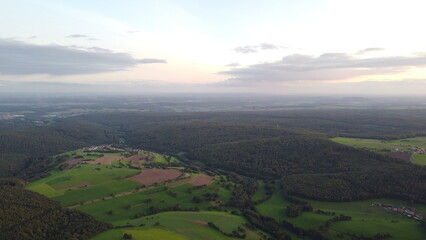 Fototapeta premium Drone footage of the Horizon on the countryside in Germany 