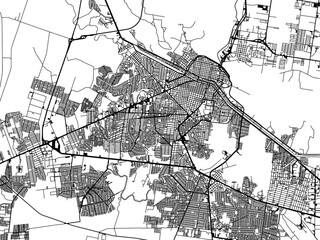Vector road map of the city of  Reynosa in Mexico with black roads on a white background.
