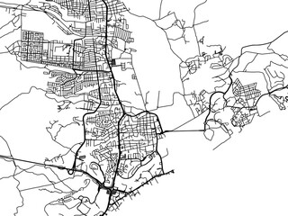 Vector road map of the city of  San Jose del Cabo in Mexico with black roads on a white background.
