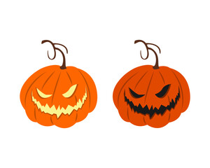 Horrible scary pumpkin, creepy smile, decorative element for Halloween.