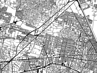 Fototapeta na wymiar Vector road map of the city of Santiago Teyahualco in Mexico with black roads on a white background.