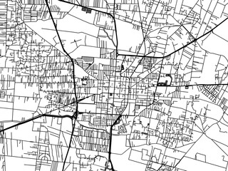 Vector road map of the city of  Texcoco de Mora in Mexico with black roads on a white background.